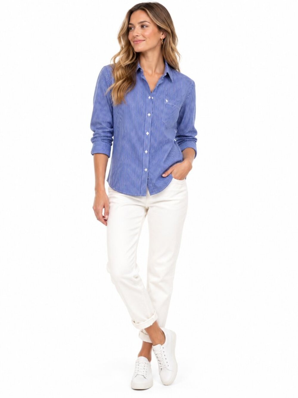 Aritzia Talula Oxford Classic Fit Pinstripe Cotton Shirt L